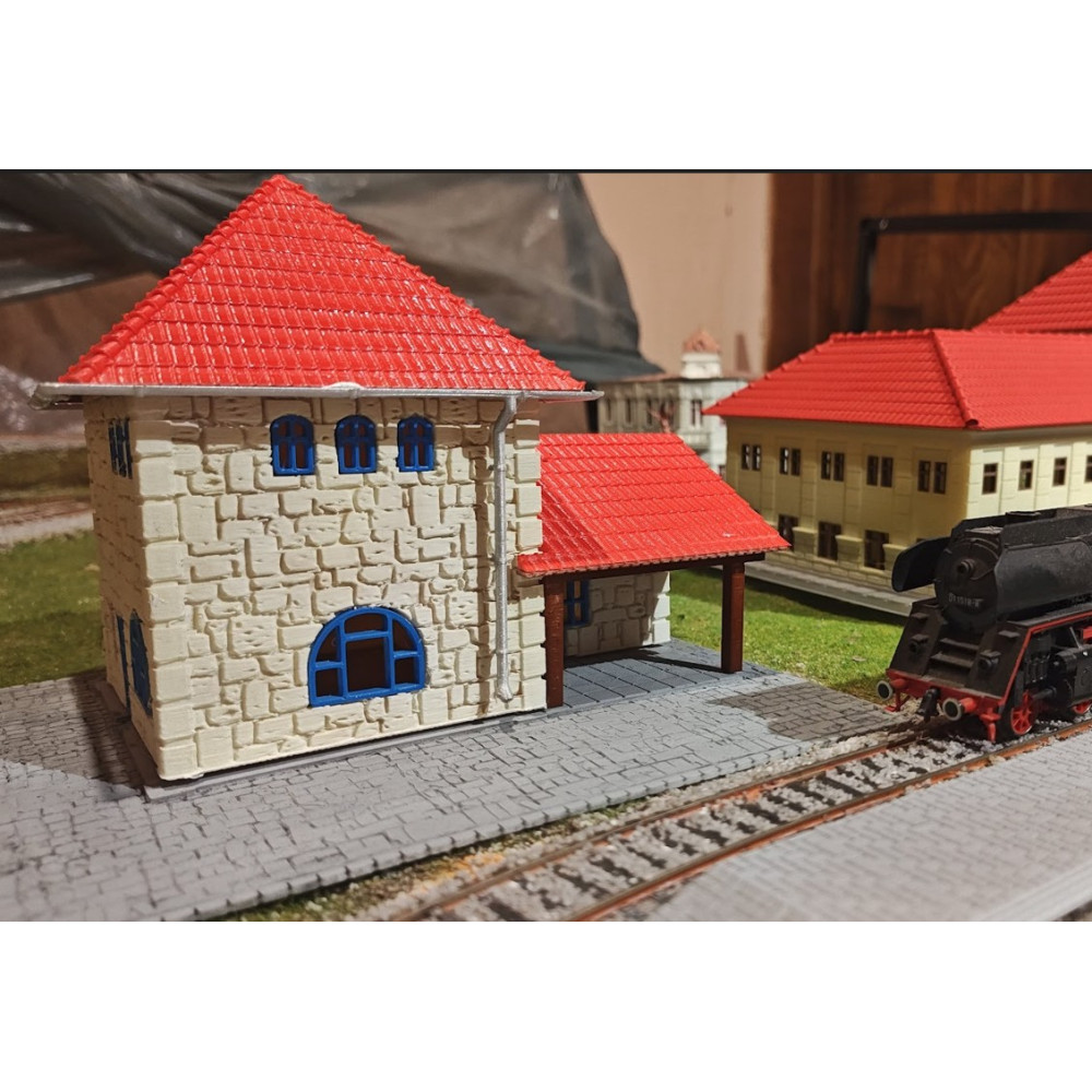 HO Scale Train Station "Tuzla" • Stone Railway Model (Printable STL)