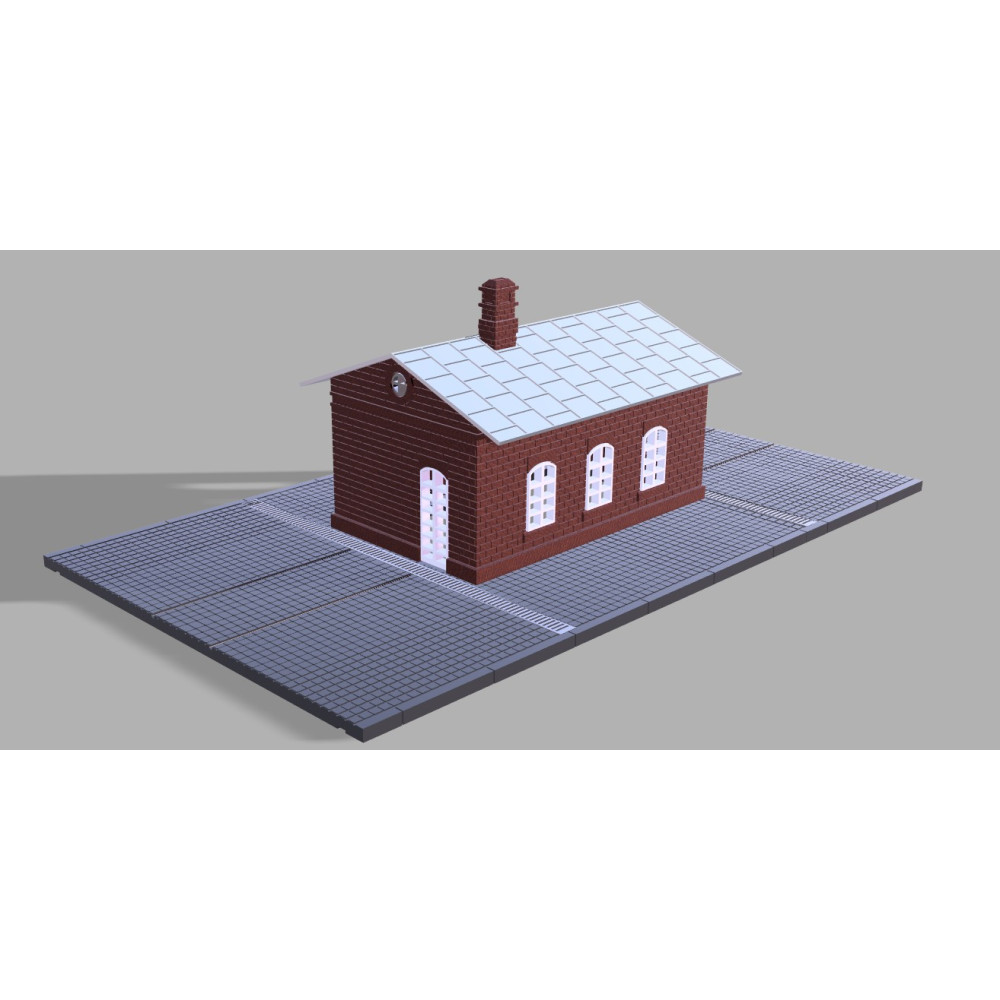 HO Scale Train Station • Brick Railway Model (Printable STL)
