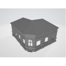 Urban Interwar Corner Store – HO Scale | 1:72 | Historical European Building (for 3D printing)