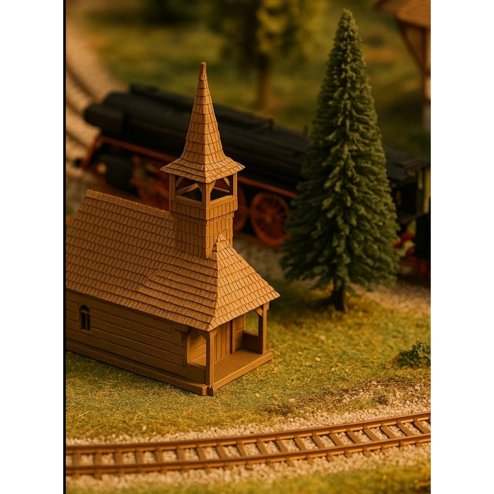 HO Scale Wooden Church – 3D printable to be used for Model Railroads & Dioramas